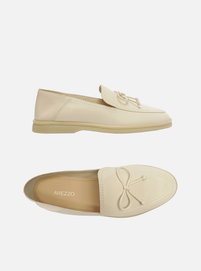 Mocassim Branco Couro Detalhe Laço