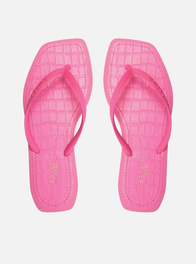 Chinelo de Dedo Rosa Square Palmilha Croco