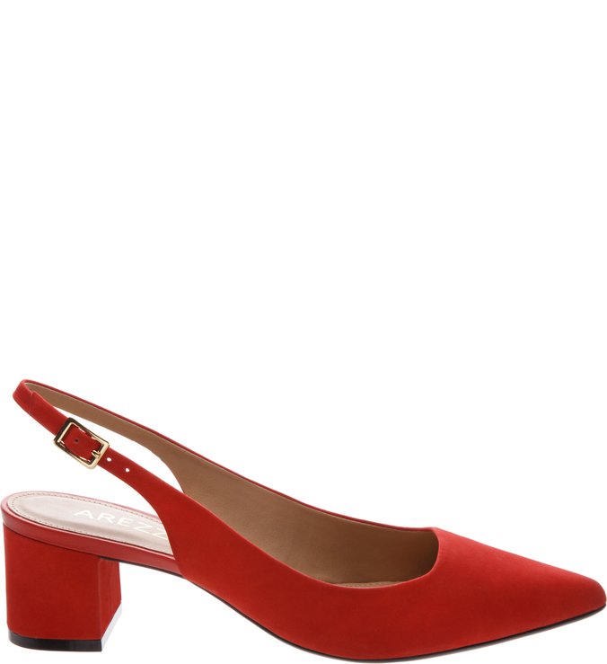 Scarpin Nobuck Salto Bloco Baixo Royal Red