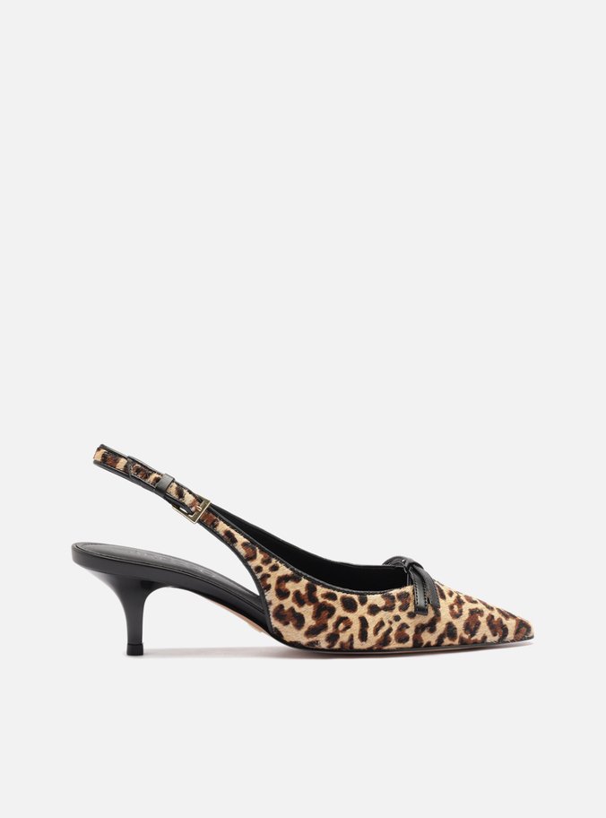 Scarpin Animal Print Pelo Salto Fino Slingback Laço