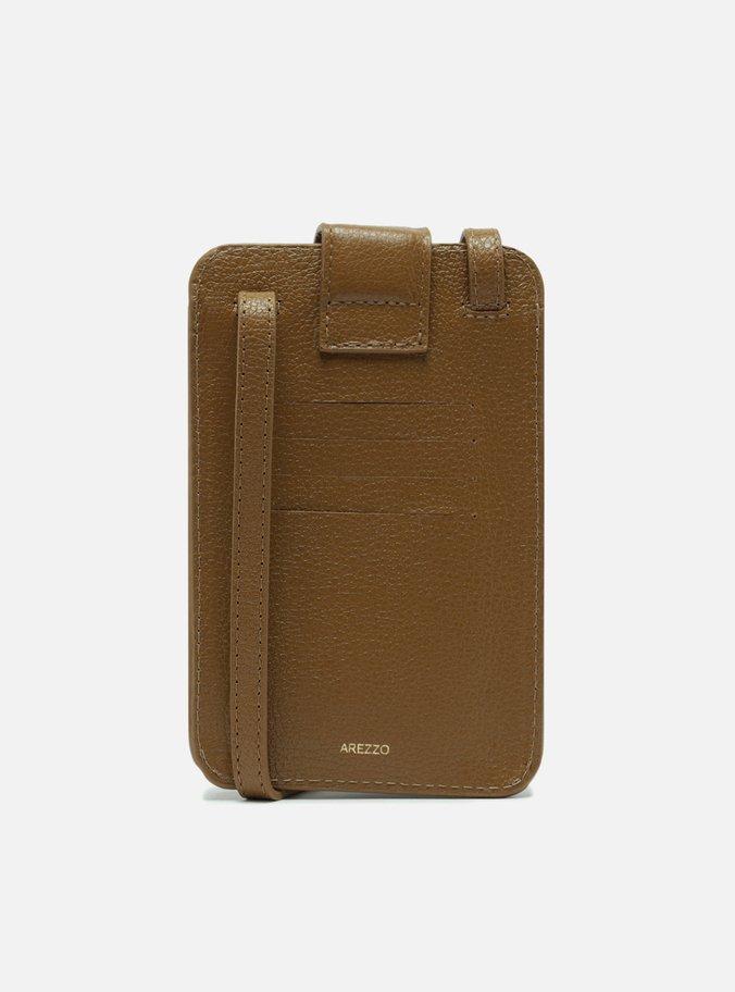 Mini Bag Caramelo Couro Porta-Celular Medalha