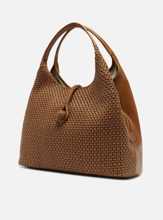 Bolsa Hobo Marrom Couro Grande Tressê Lenny