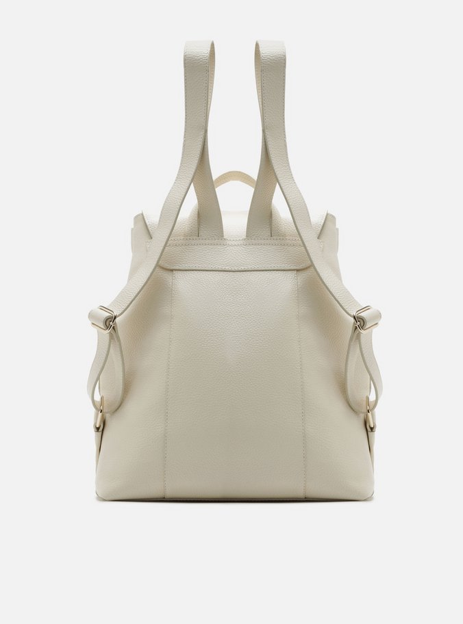 Mochila Off-White Couro Grande Bolsos
