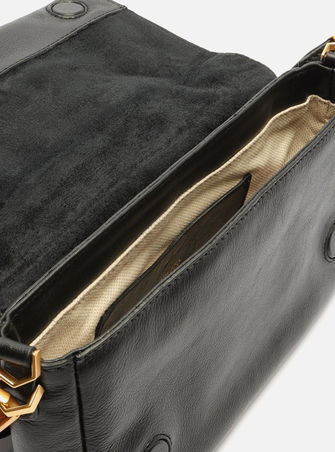 Bolsa Tiracolo Preta Couro Gisele Média