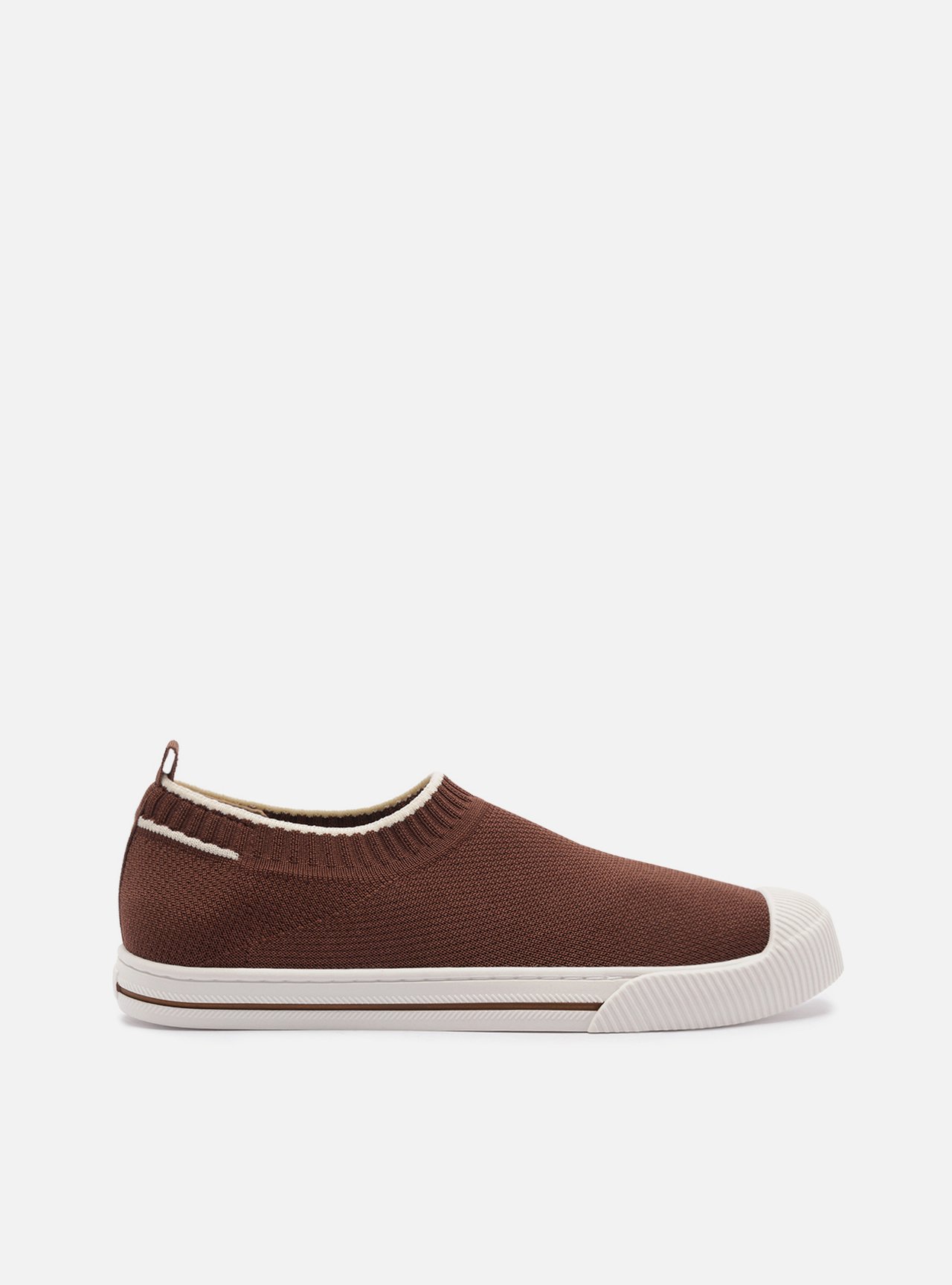 Tênis Slip On Marrom Knit Detalhe Branco — foto 1