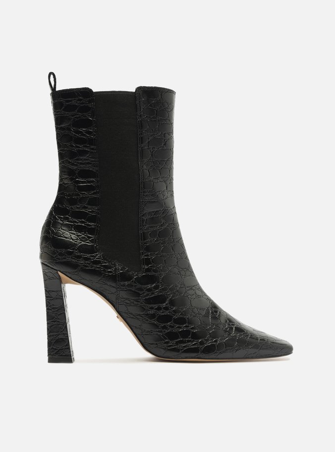 Bota Preta Cano Médio Salto Alto Bloco