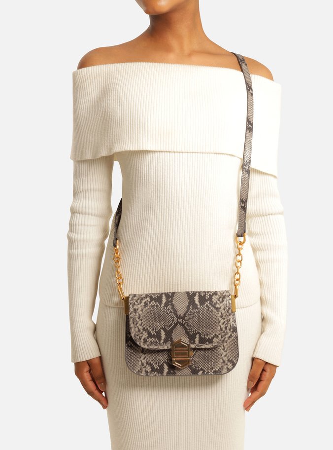 Bolsa Tiracolo Snake Couro Pequena Peça Metal