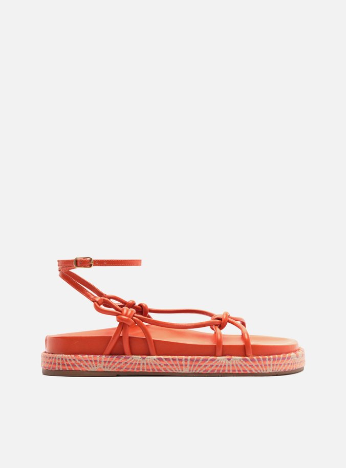 Sandália Rasteira Laranja Salto Rasteiro Fivela