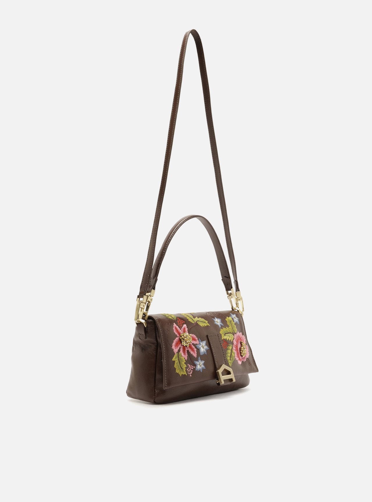 Bolsa Tiracolo Marrom Couro Média — foto 5
