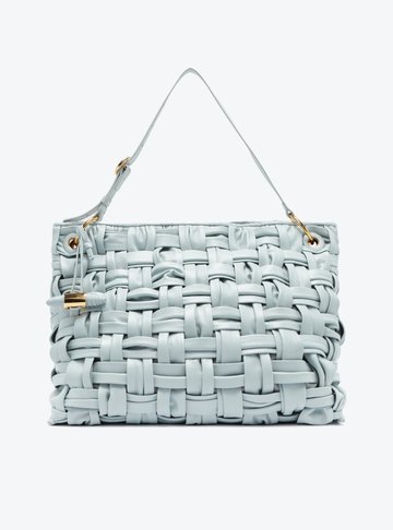 Bolsa Hobo Azul Couro Grande Tressê Maxi