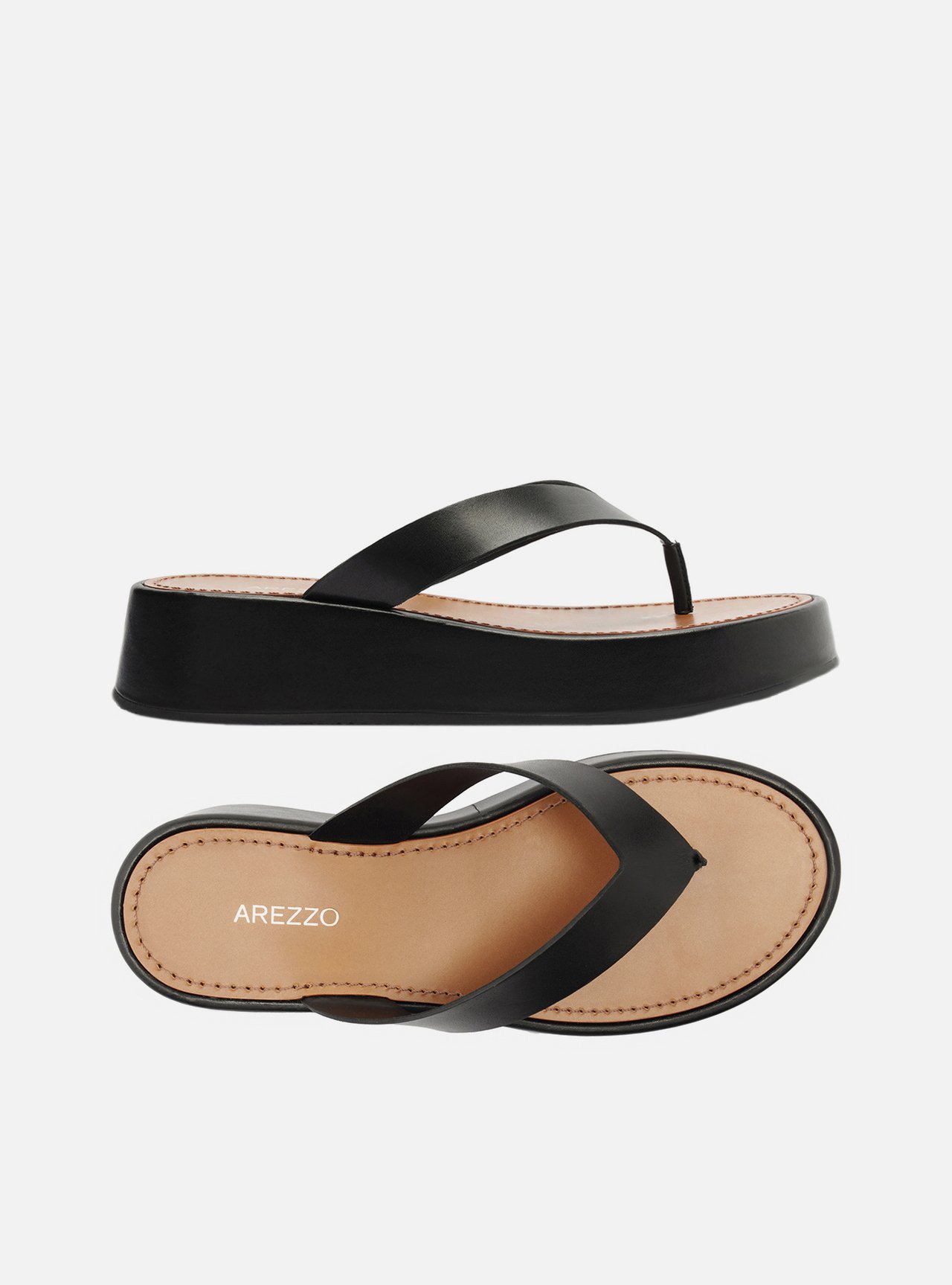 Tamanco Preto Couro Flatform Thong — foto 5