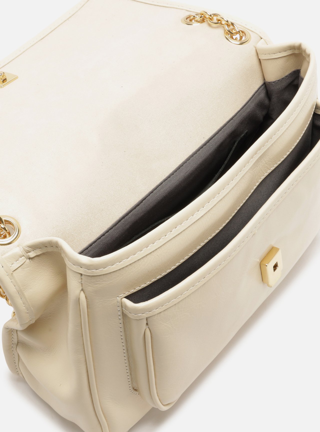 Bolsa Tiracolo Marrom Couro Média Alça Corrente — foto 4