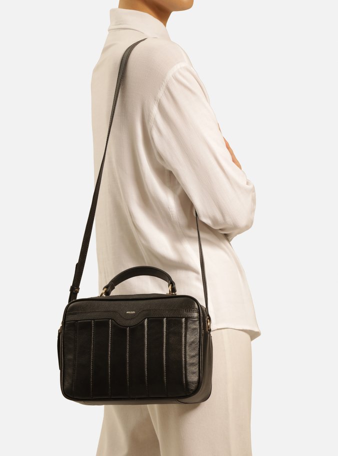 Bolsa Tiracolo Preta Couro Francine Média