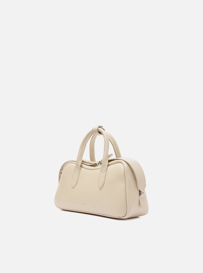 Bolsa Tiracolo Branca Couro Pequena Zíper Duplo