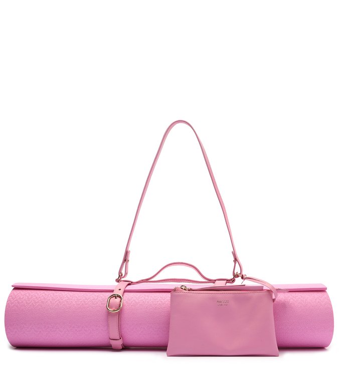 Kit Tapete de Yoga e Porta-Tapete Rosa