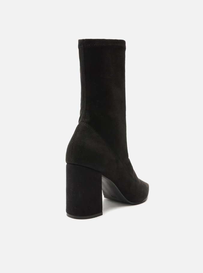 Bota Preta Suede Cano Curto Salto Médio