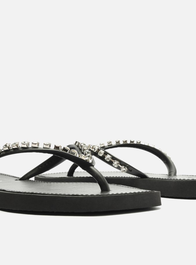Chinelo de Dedo Preto Pedrarias Square Brizza