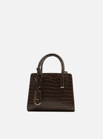 Arezzo — Bolsa Tote Marrom Couro Pequena Croco