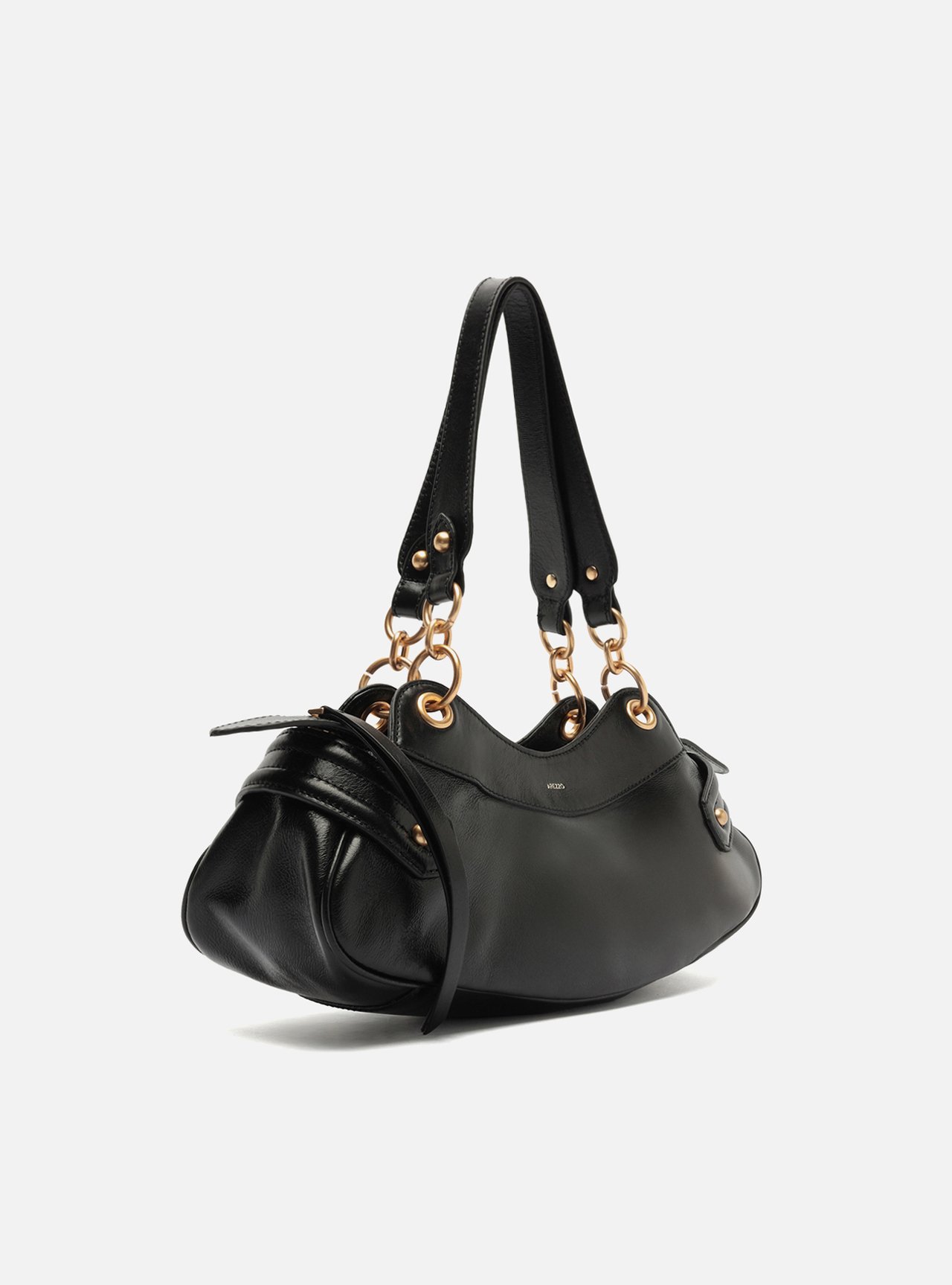 Bolsa Shoulder Preta Couro Média Ilhós — foto 5