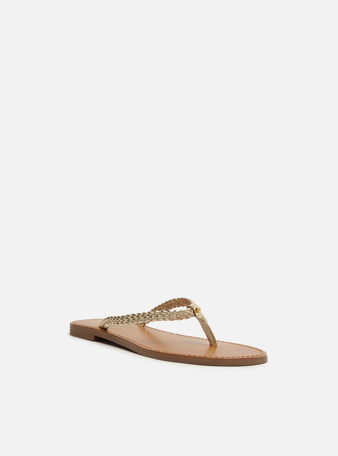 Rasteira Dourada Flat Flip Flop Trançada