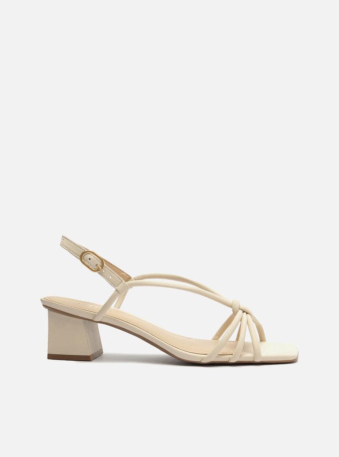Sandália Off-White Salto Bloco Quadrado Tiras