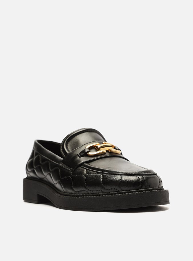 Mocassim Preto Couro Matelassê Clara