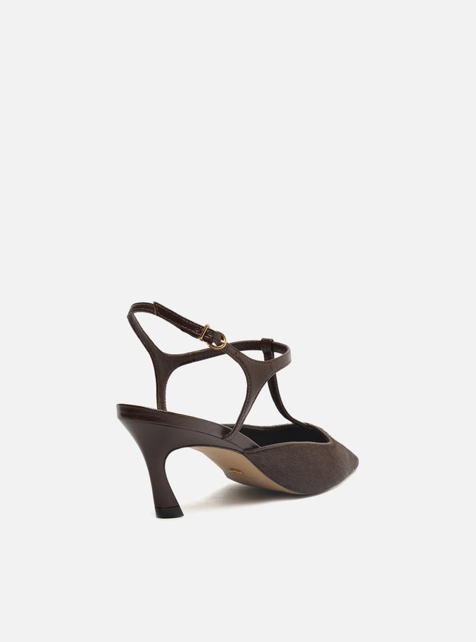 Scarpin Marrom Pelo Salto Kitten Aberto Telma