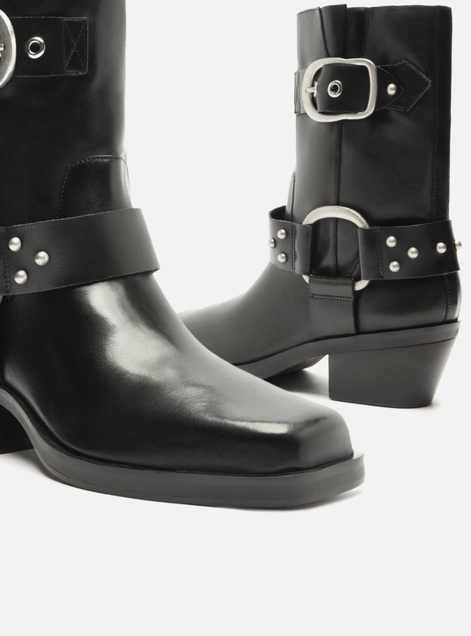 Bota Preta Couro Cano Curto Montaria West