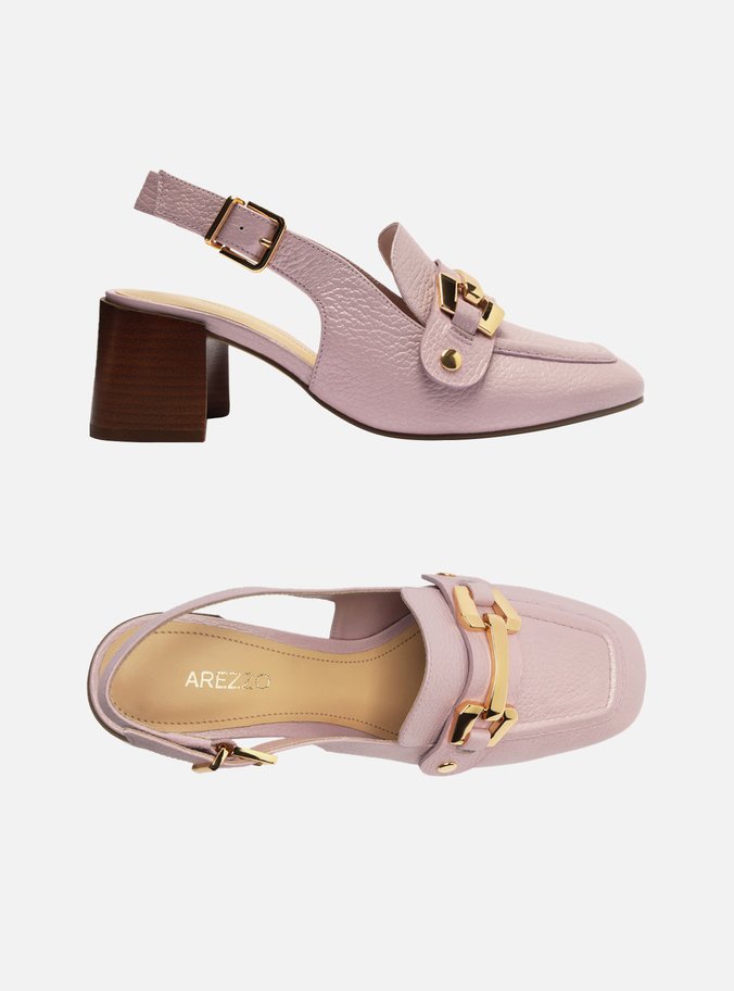 Loafer Rosa Couro Salto Bloco Bridão Switch  com Troca de Bridão
