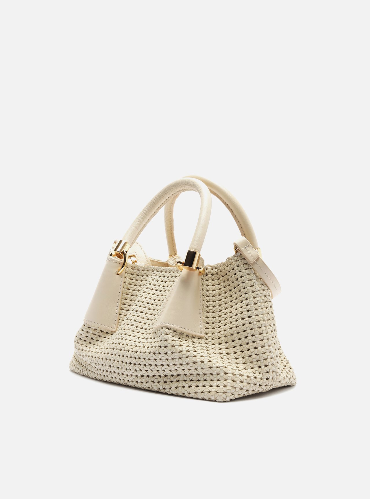 Bolsa Tote Off-White Couro Tramada Média — foto 2