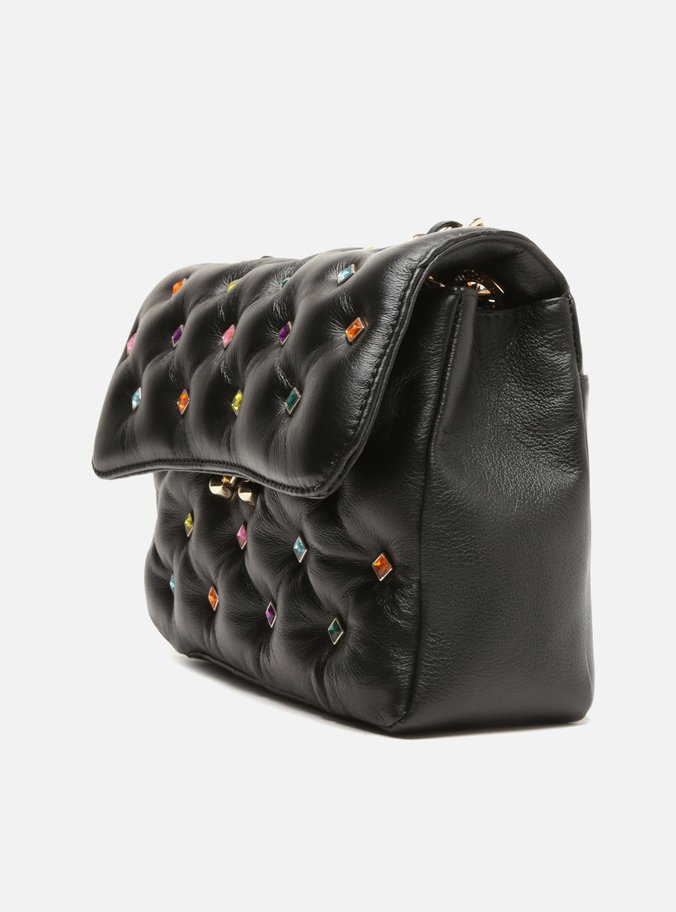 Bolsa Tiracolo Preta Couro Mizz Stones Média