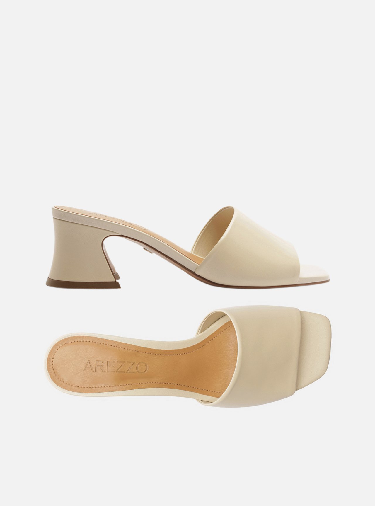 Mule Off White Couro Salto Flare Tira Única — foto 5