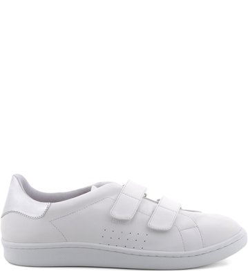 Tênis Velcro Branco Detalhe Prata