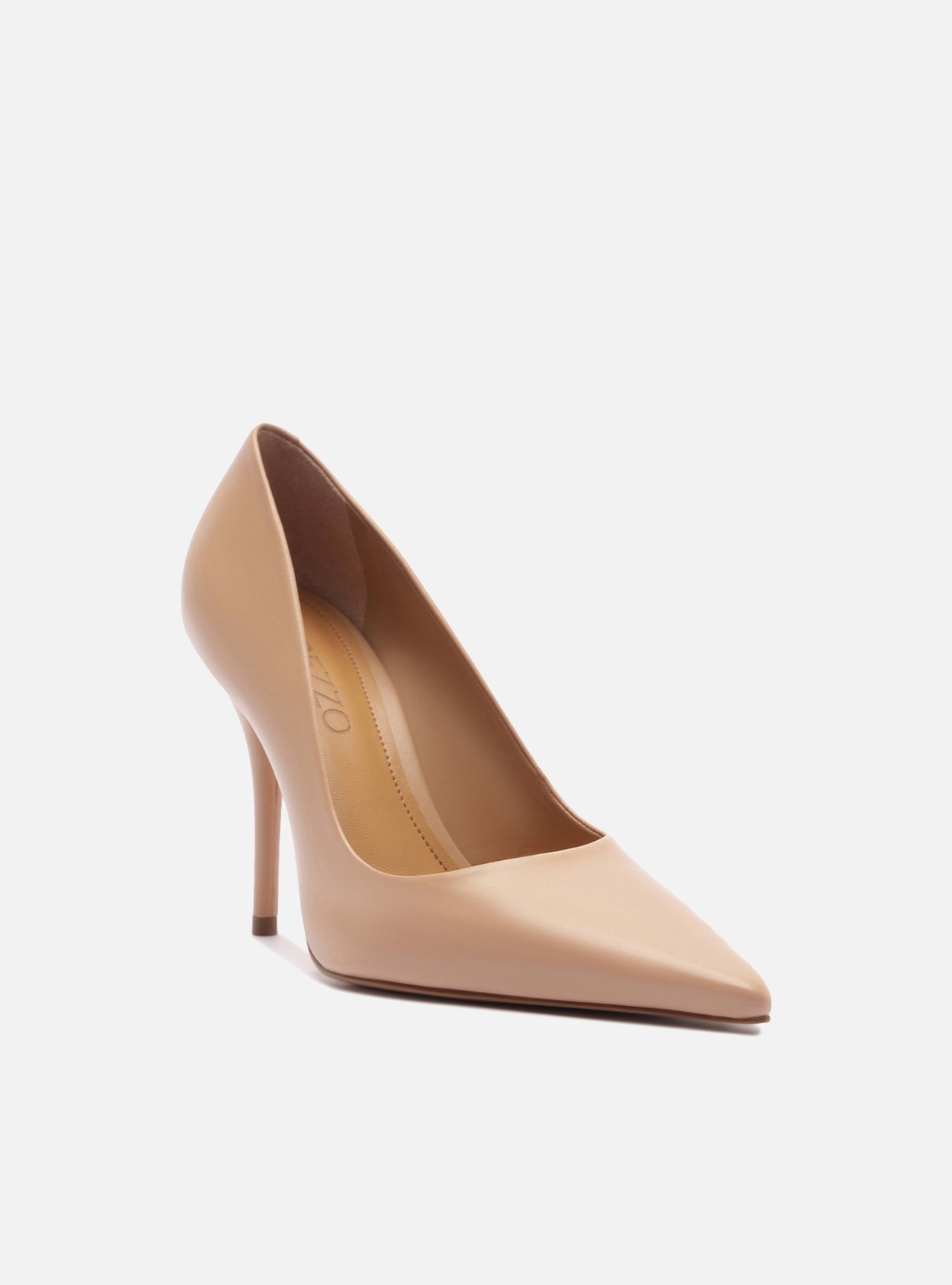 Scarpin Bege Couro Salto Alto Bico Fino — foto 2
