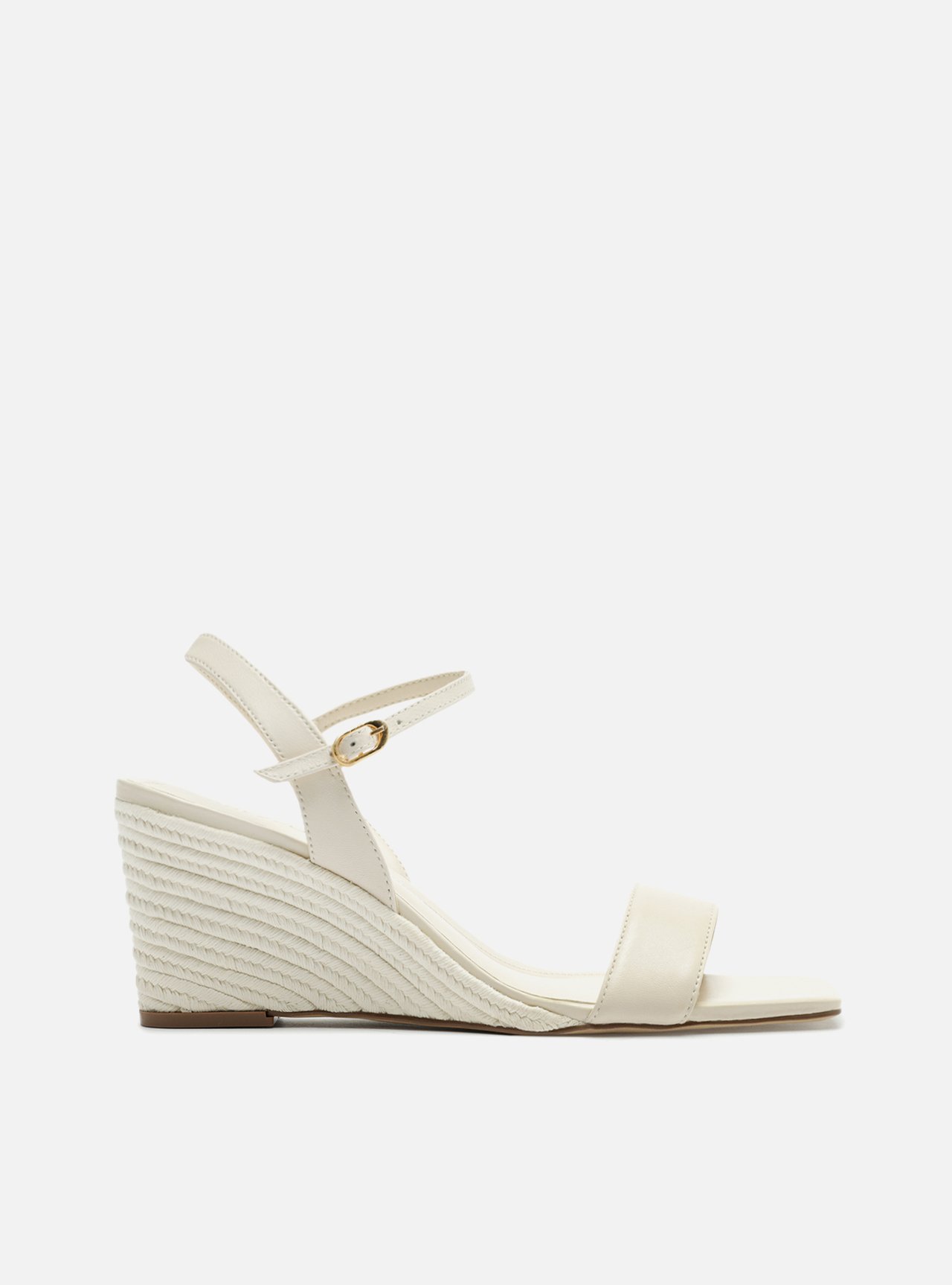 Sandália Off-White Couro Salto Anabela Corda — foto 1