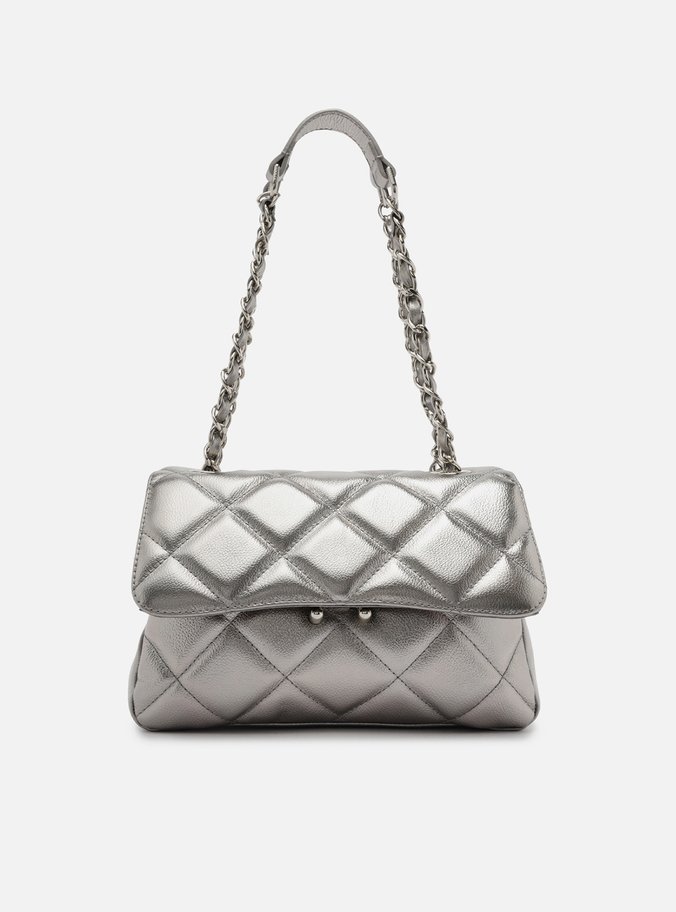 Bolsa Tiracolo Prata Velho Couro Mizz Média