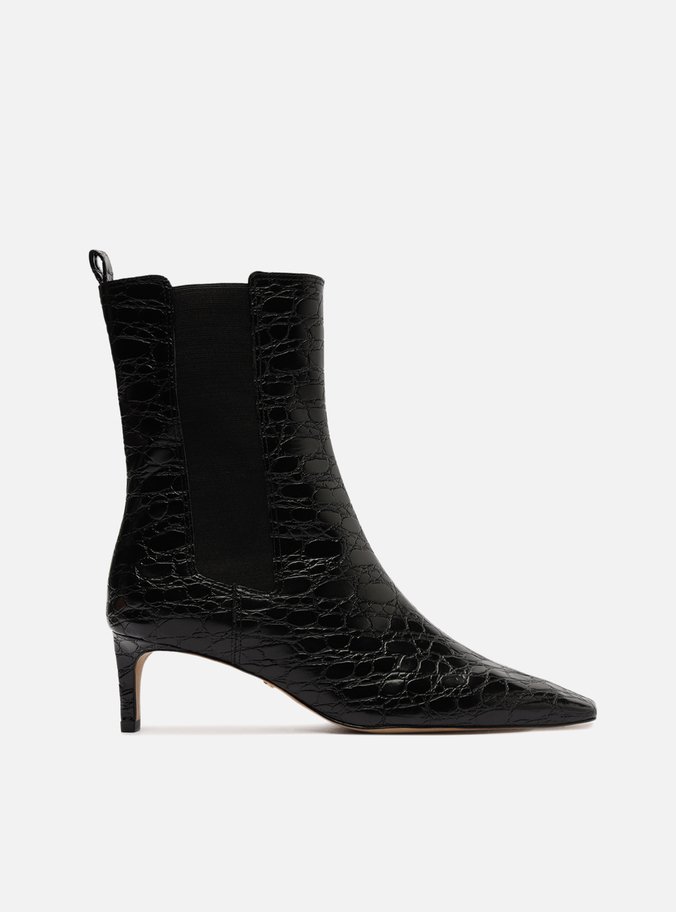 Bota Preta Cano Médio Salto Alto Fino