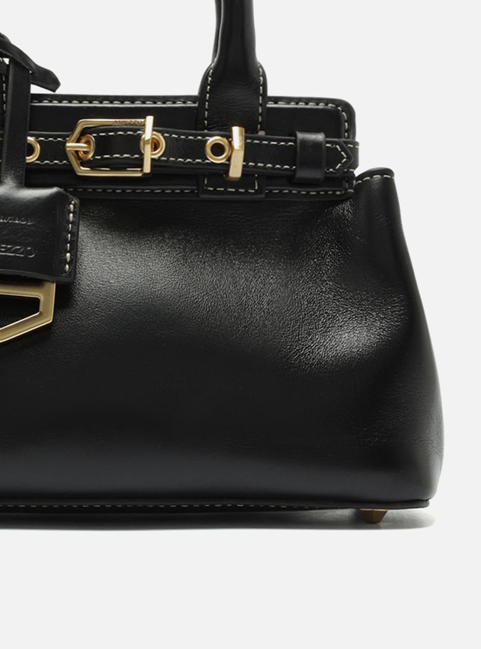 Bolsa Tote Preta Couro Pequena Bag Charm Victória