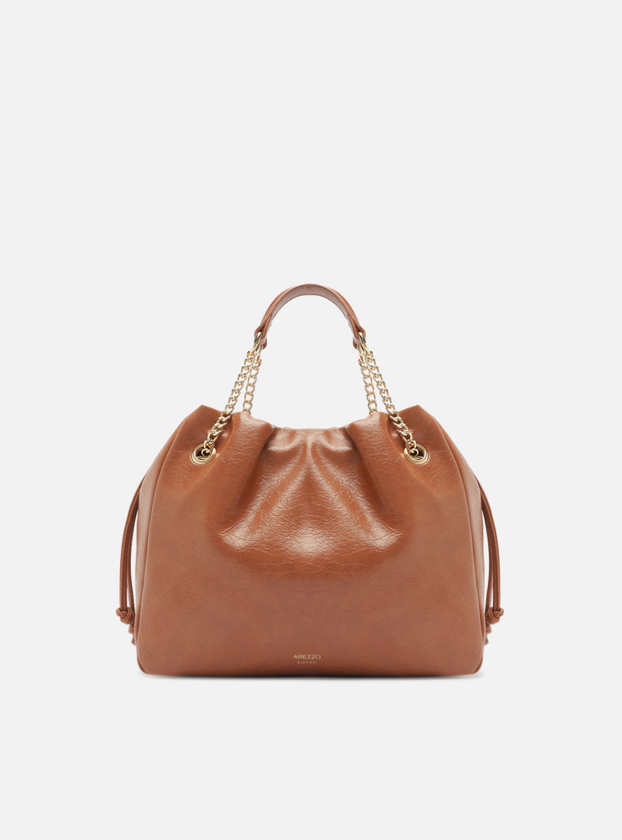Bolsa Bucket Marrom Média Alça Corrente — foto 1