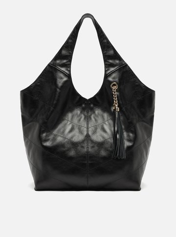 Bolsa Hobo Preta Couro Grande Barbicacho
