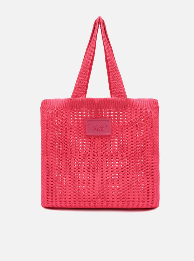 Bolsa Shopping Rosa Pink Crochê Mônaco Grande