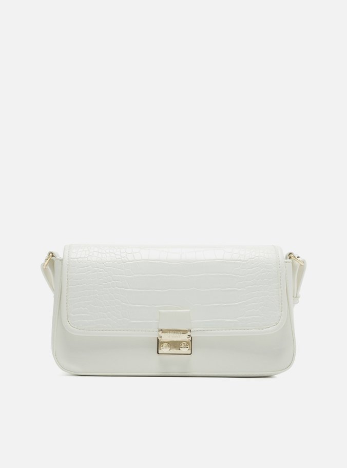 Bolsa Tiracolo Off-White Croco Média