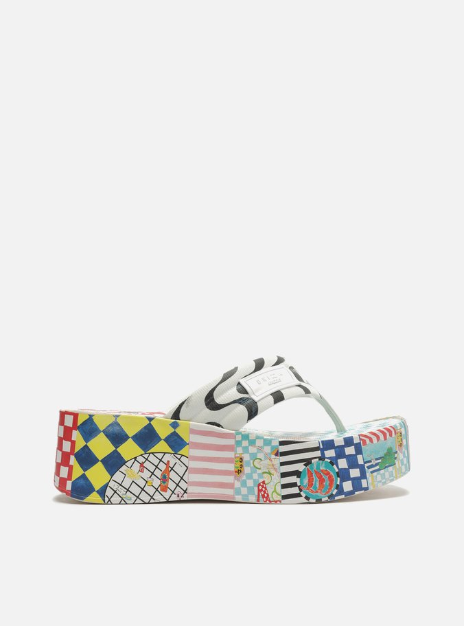 Sandália Branca Estampada Flatform Lulu Brizza