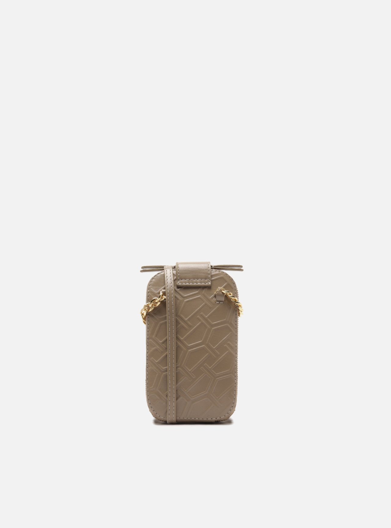Bolsa Porta Celular Cinza Couro Pequena Corrente — foto 3