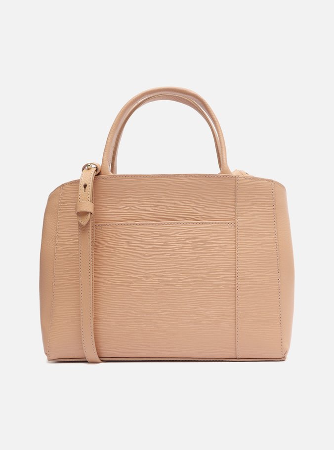 Bolsa Tote Bege Couro Wave Bella Média