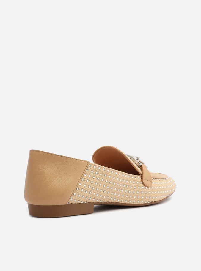Mocassim Nude Tecido Strass Bridão