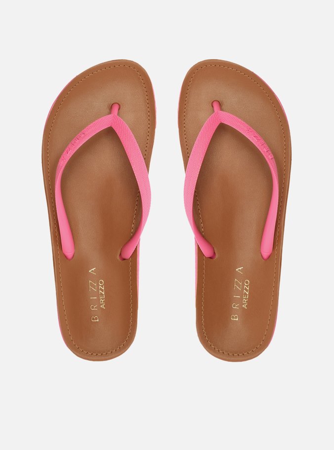Chinelo de Dedo Rosa Palmilha Marrom