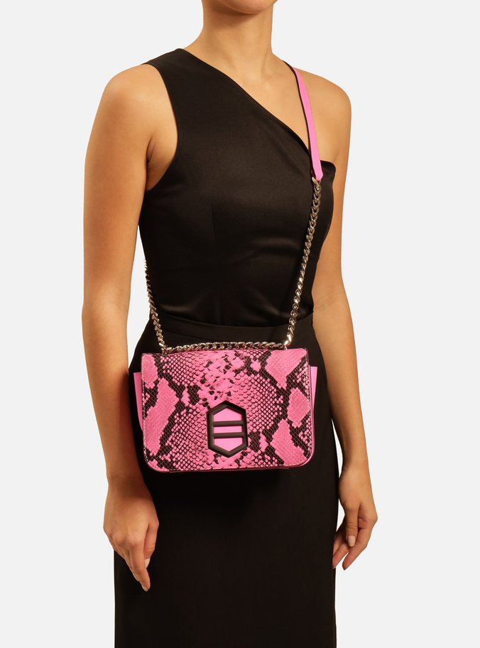 Bolsa Tiracolo Rosa Couro Snake Karen Média | Arezzo