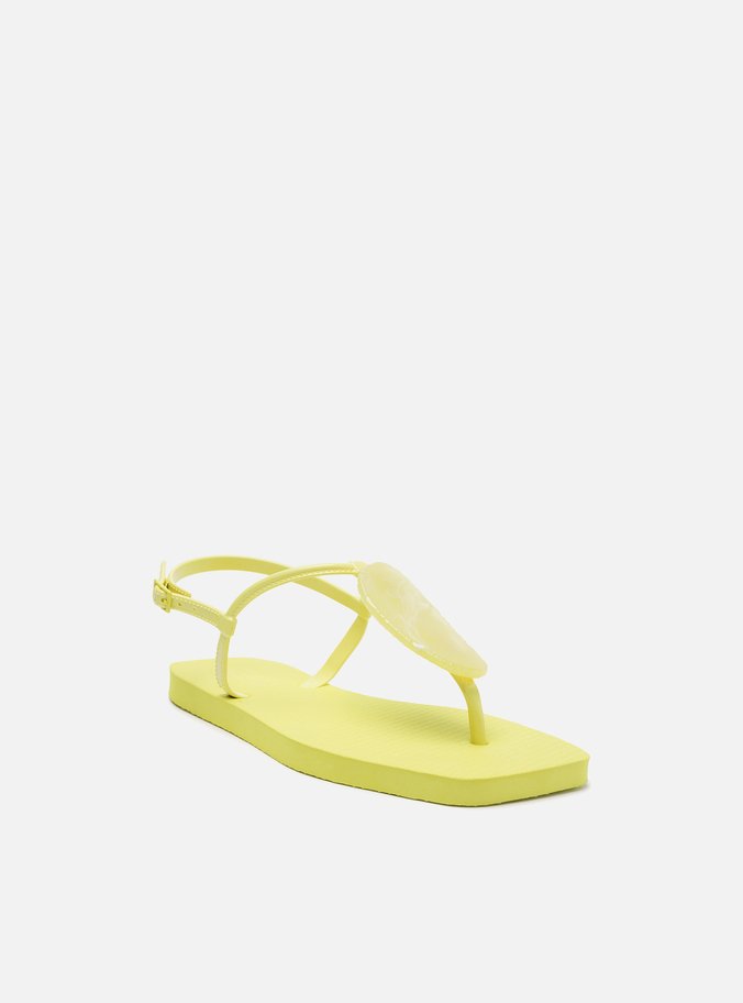 Sandália Rasteira Amarela Slim Square Quartzo