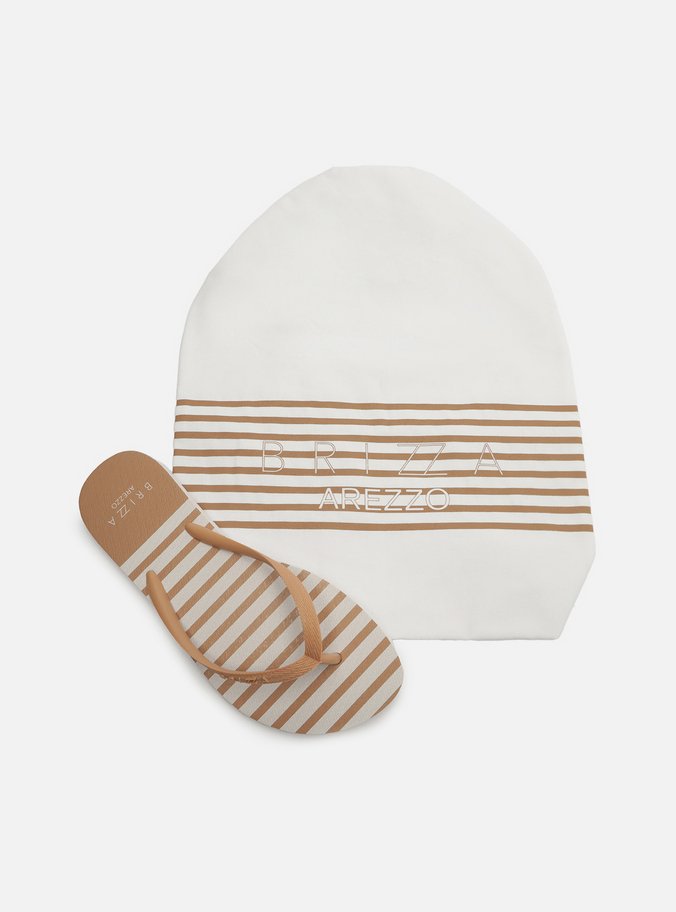 Chinelo  Marrom Listras Brizza